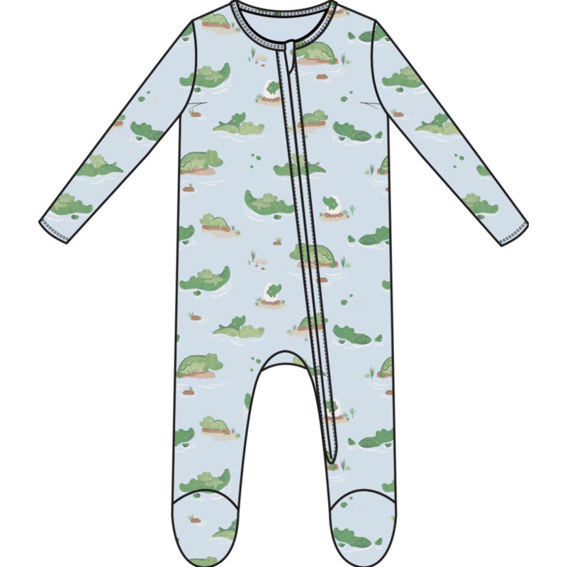 Alligator Blue 2 Way Zipper Footie