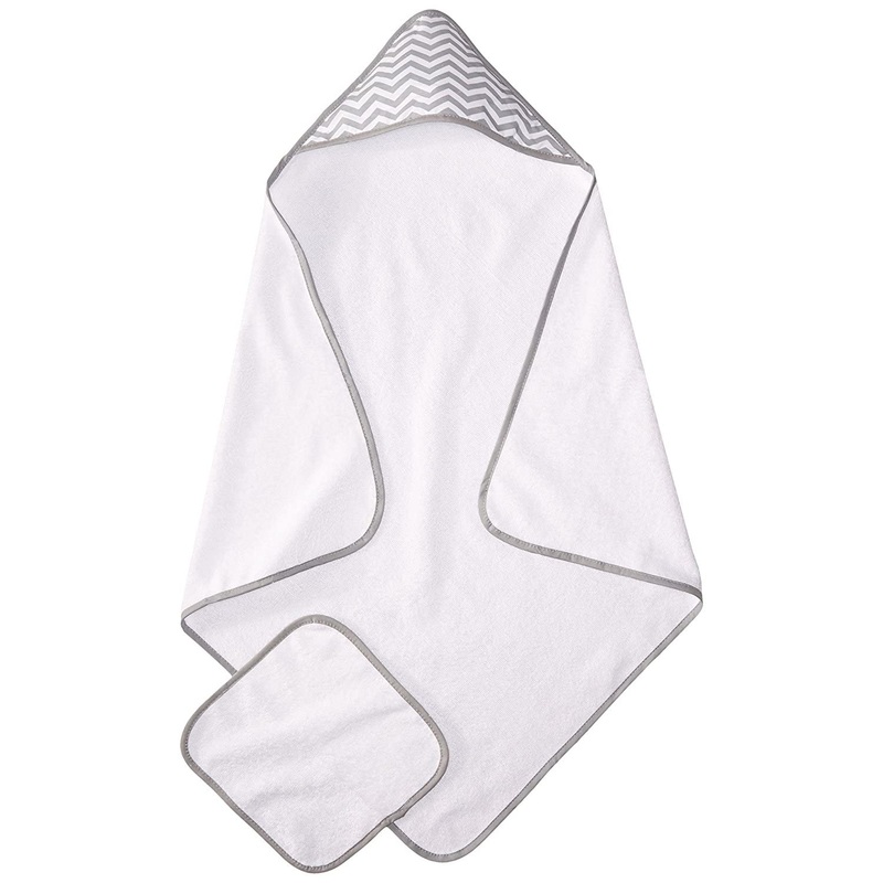American Baby Organic Hooded Towel – White/Grey