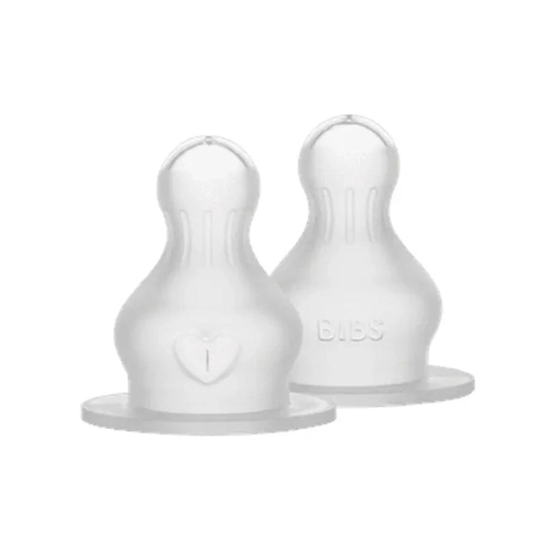 Bibs Baby Bottle Nipple Round Silicone 2 Pack Fast Flow