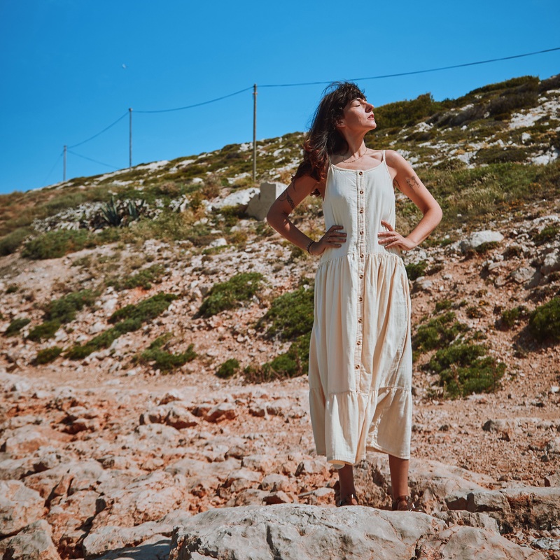 Women’s Cotton Celosie Dress – Double Cream