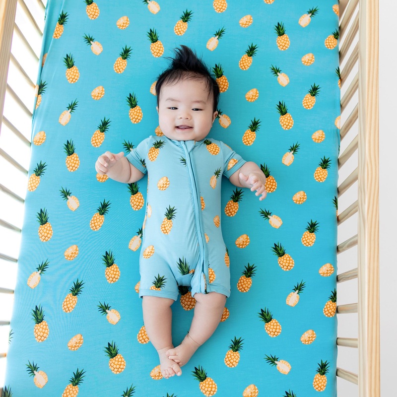 Zippered Shortall Romper in Pineapple