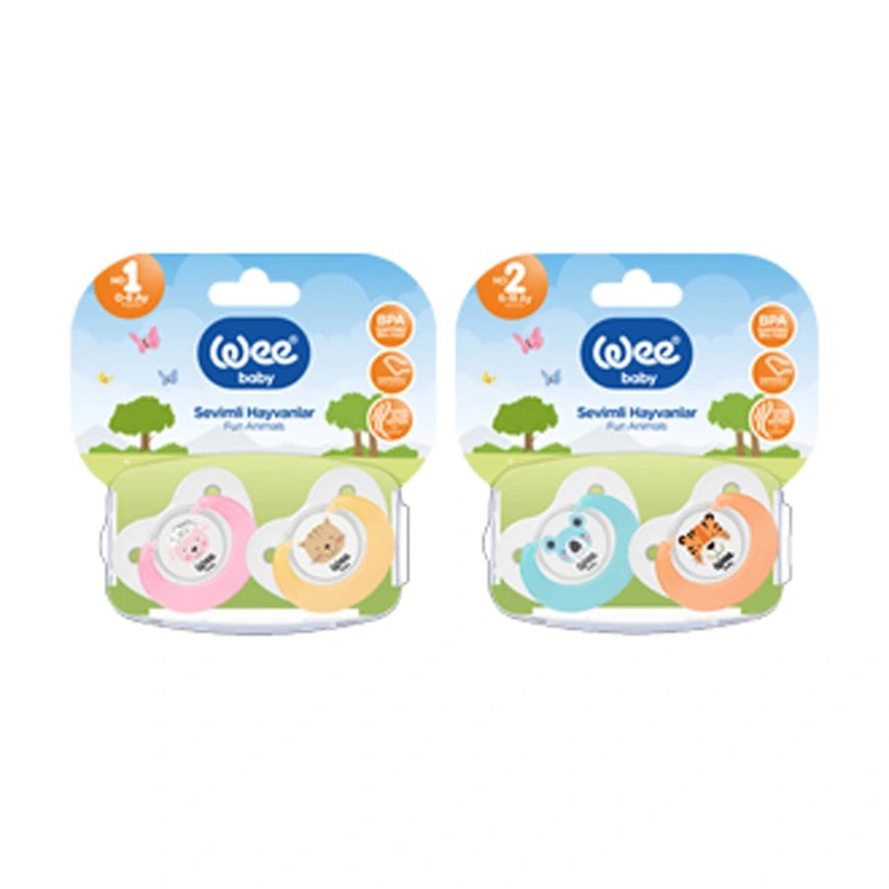 Wee Baby Funny Animal Soothers 2pcs 0-6M