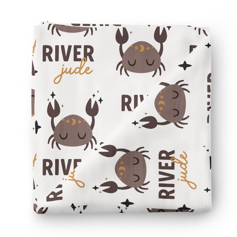 Zodiac Sign Personalized Baby Name Swaddle Blanket | Cancer