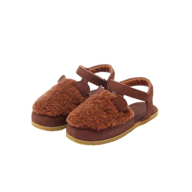 Els Sandals | Bear | Brown Curly Sheep Wool