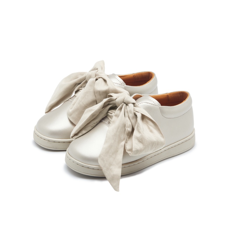 Emilia Organza Sneakers | Off White Metallic Leather
