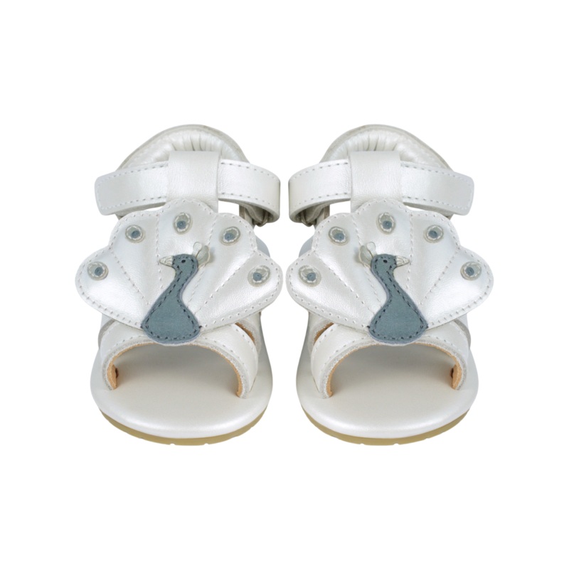 Vazi Sandals | Peacock | Off White Metallic Leather
