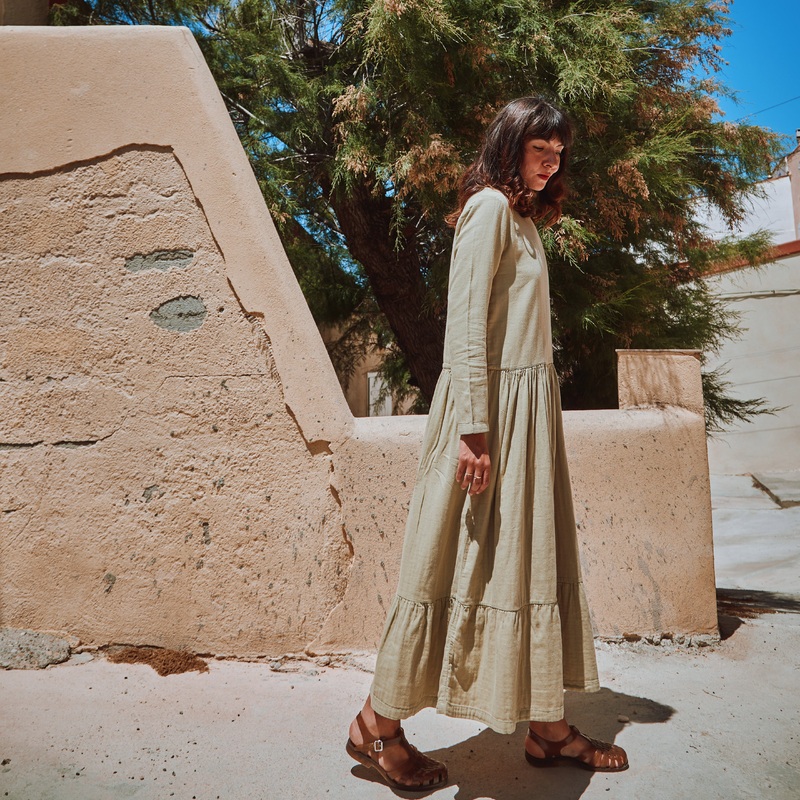 Women’s Cotton Gaura Dress – Olive Gray