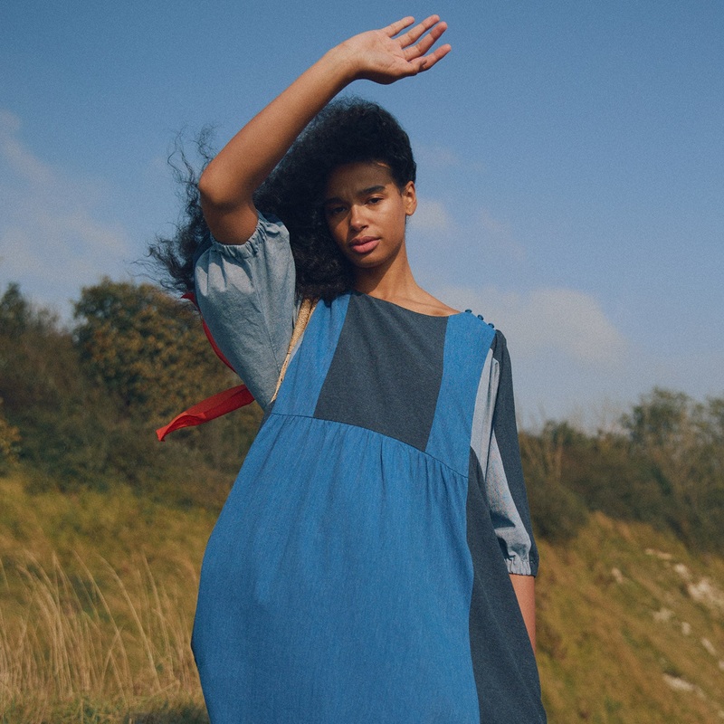 Women’s Cotton Betsy Dress – Indigo Mix