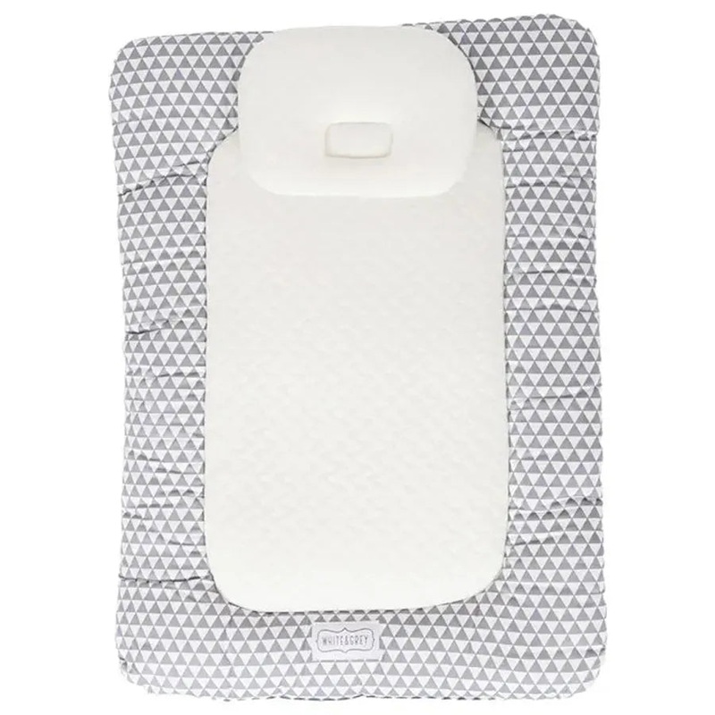 White & Grey Baby Mattress W/ Bamboo Paddings – Triangle