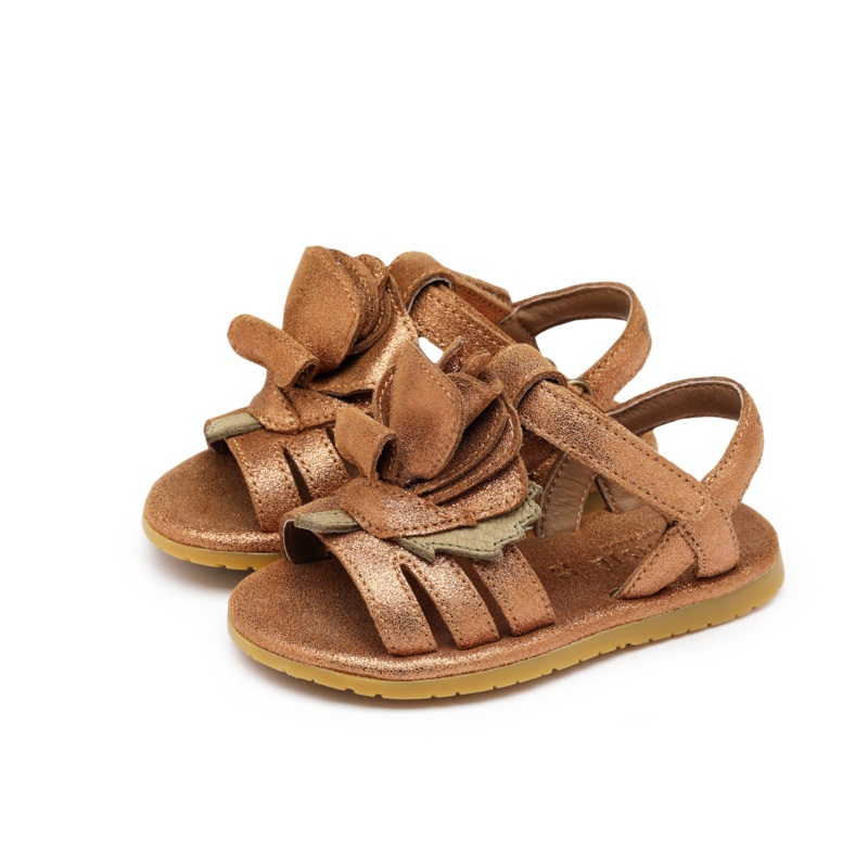 Tiyola Sandals | Rose | Powder Metallic Leather