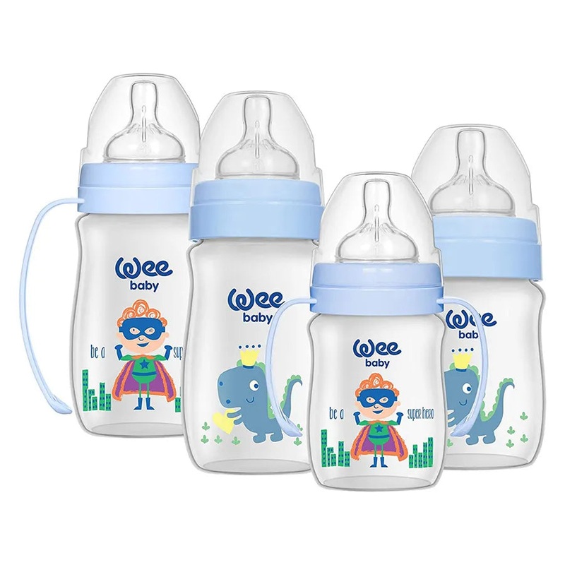 Wee Baby Classic + Newborn Feeding Bottle Starter Set (4 Pcs) – Boy