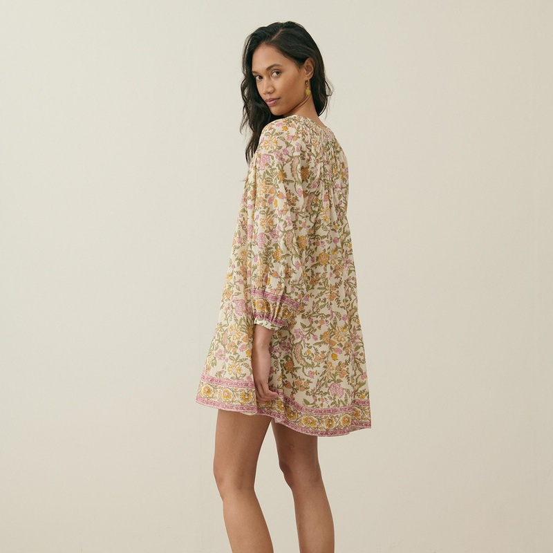 Women’s Cotton Janice Dress – Cream Mimosa Spring