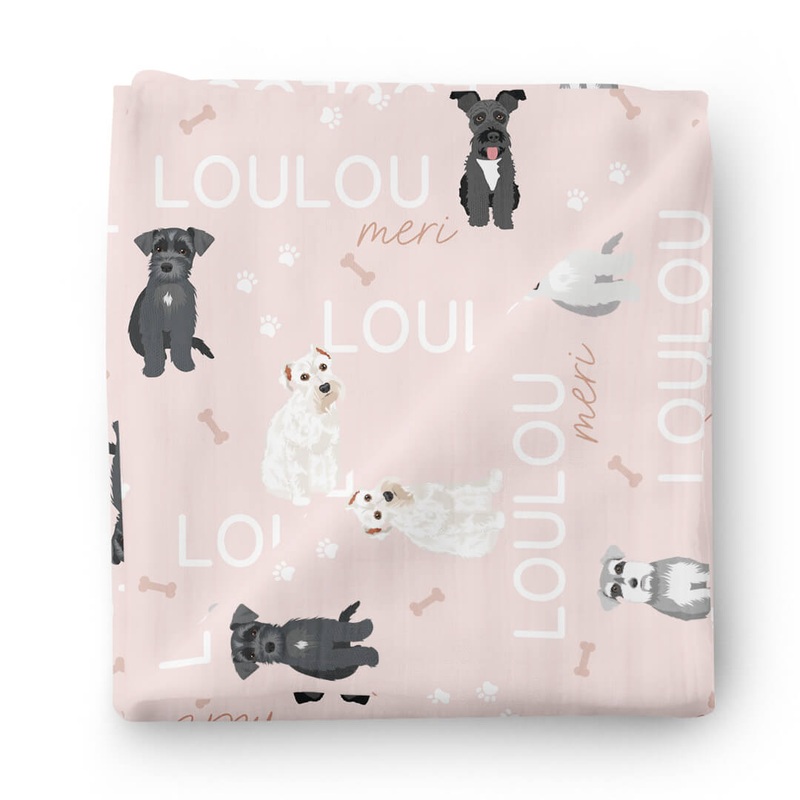 Personalized Baby Name Swaddle Blanket | Schnauzer
