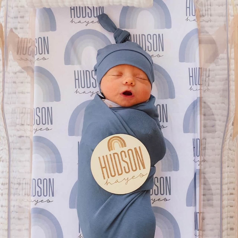 Ombre Rainbow Personalized Swaddle Blanket | Soft Blues