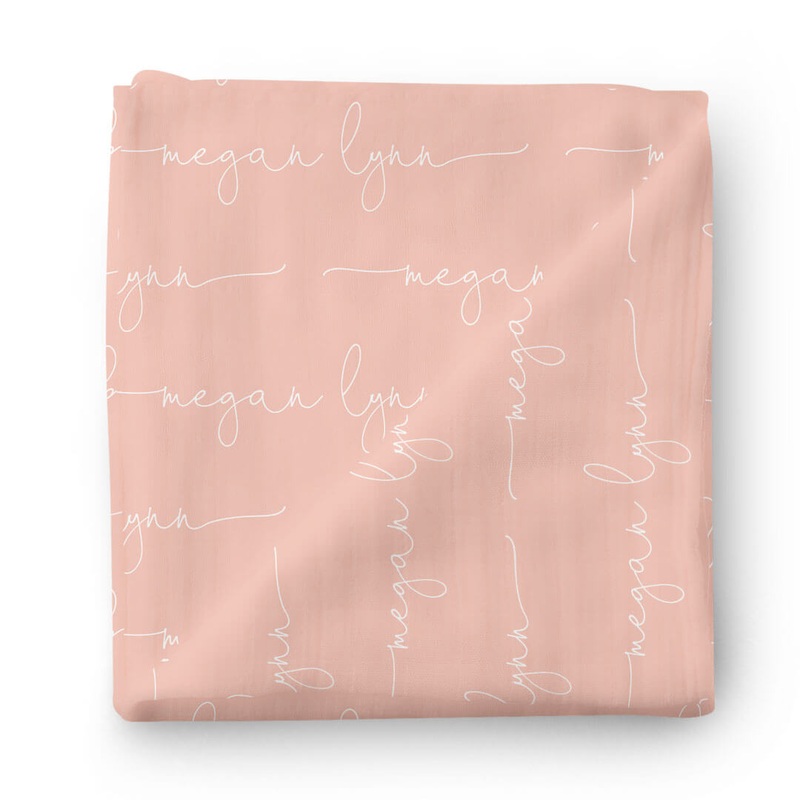 Personalized Lovely Pink Baby Name Swaddle Blanket – Script