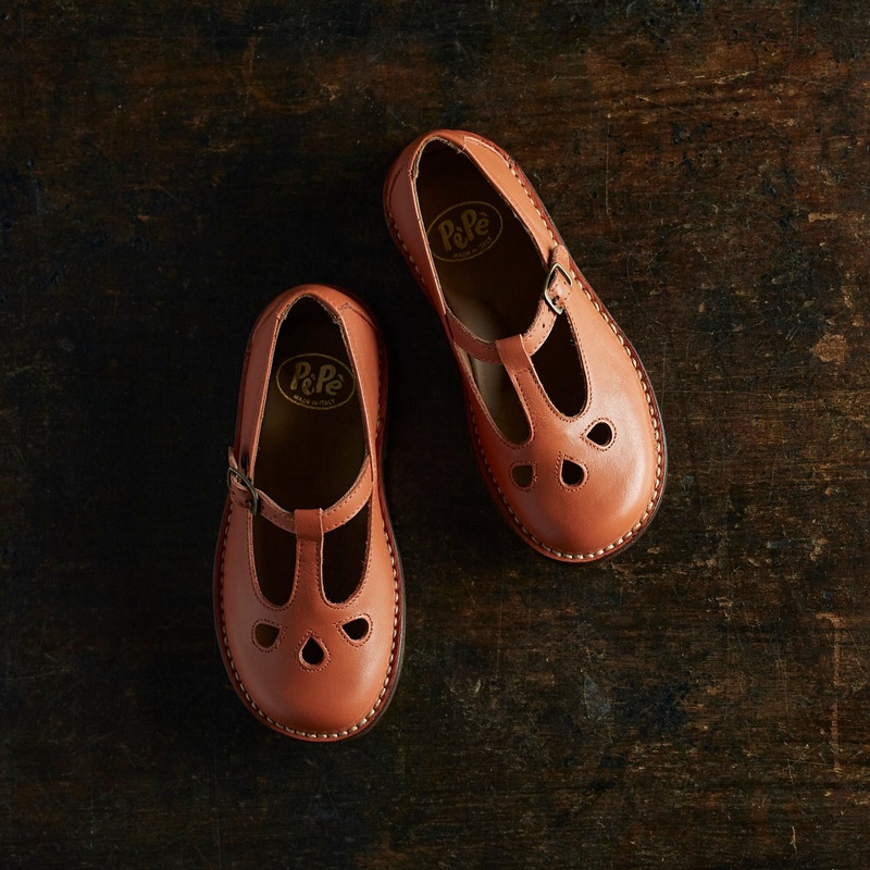 Leather T-Bar Shoes – Terracotta
