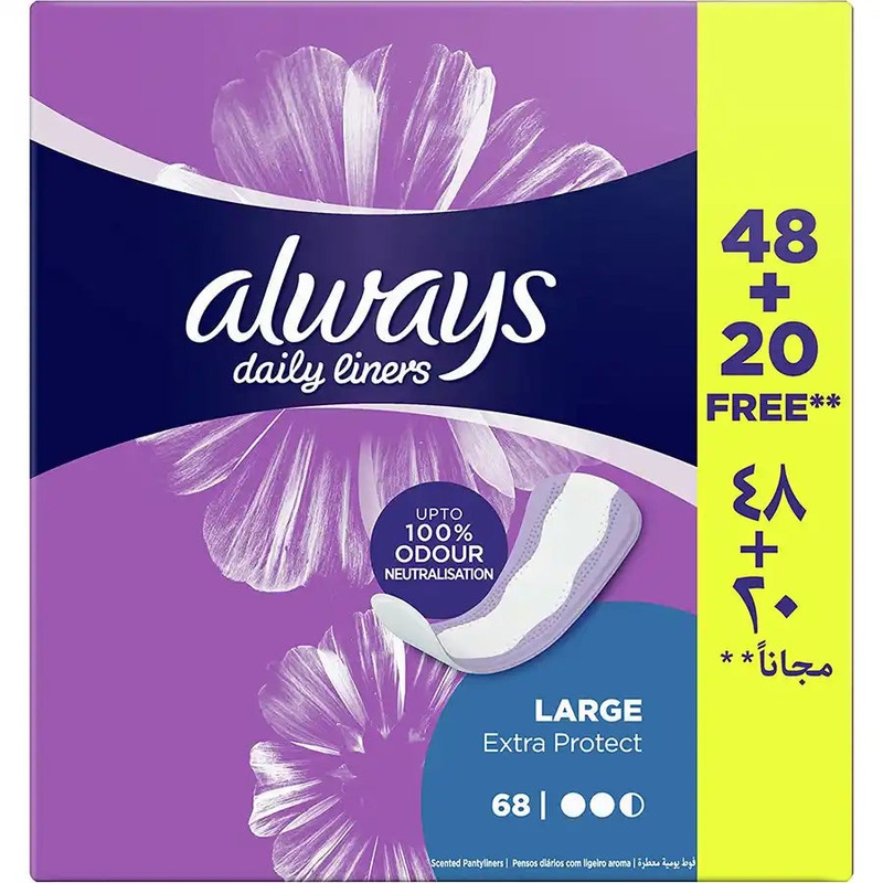 Always Liners Extra Protect Large (48+20Free)