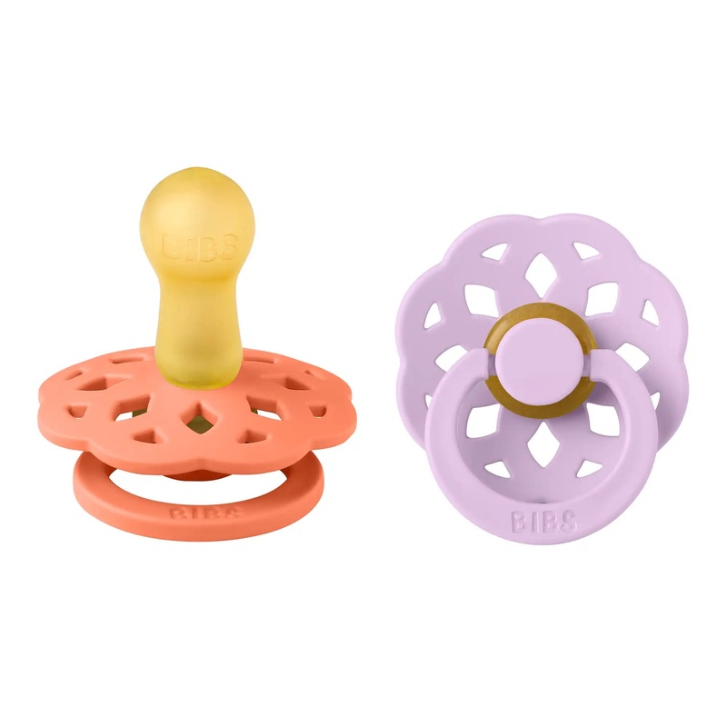 Bibs Boheme S2 Latex Pacifier – Pack of 2 (Papaya/Violet Sky)