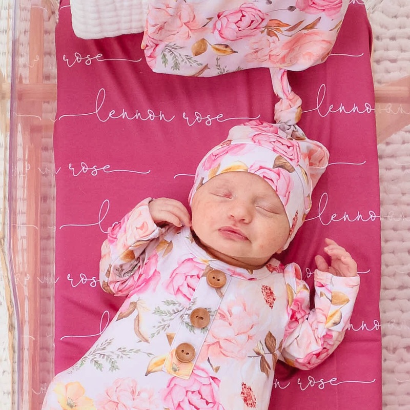 Personalized Fuchsia Baby Name Swaddle Blanket – Script