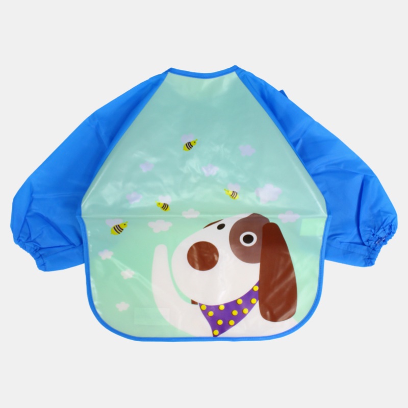 Baby Long-Sleeved Bib  Mint with Dog Design