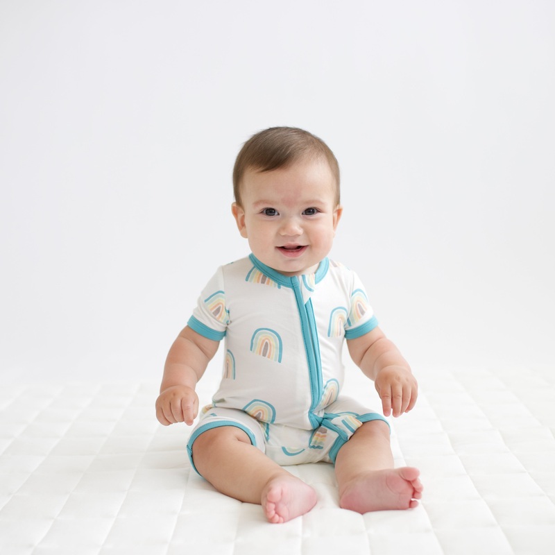 Zippered Shortall Romper in Makai Rainbow