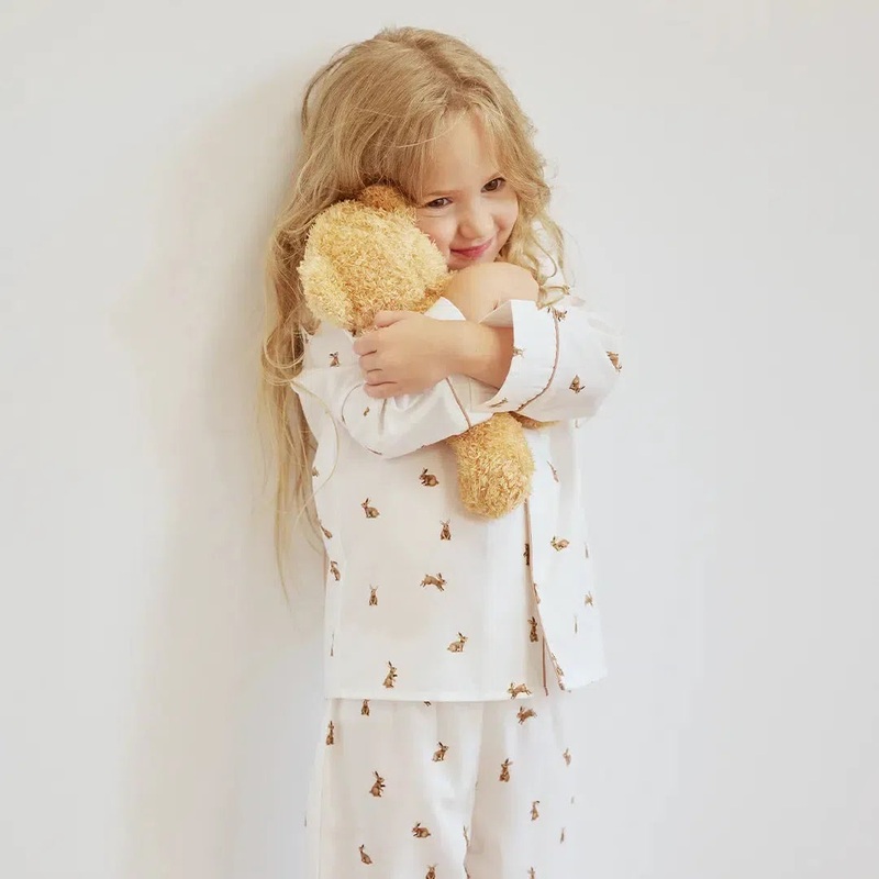 Petit Lem – Poplin Pajama Set – Hoppy Bunnies