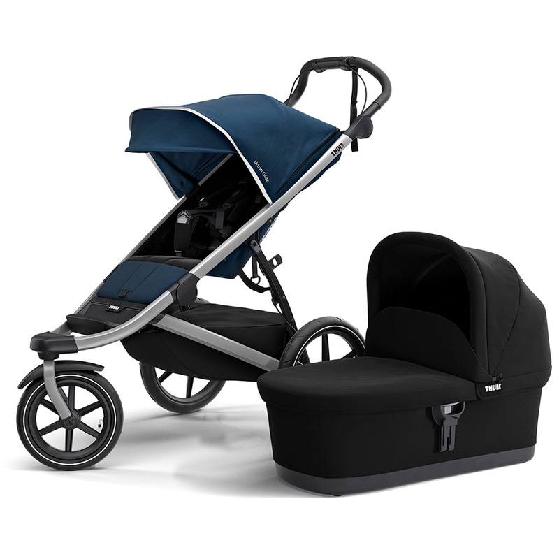 Thule Urban Glide 2 Single Jogging Stroller + Bassinet Bundle – Majolica Blue / Black