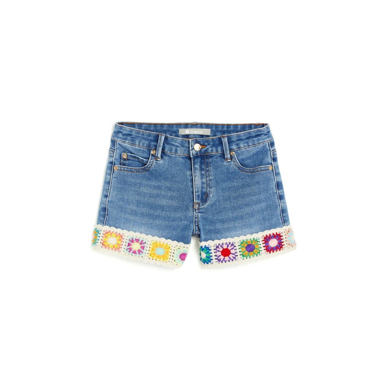 Tractr Brittany – Mid Rise Short With Crochet Hem