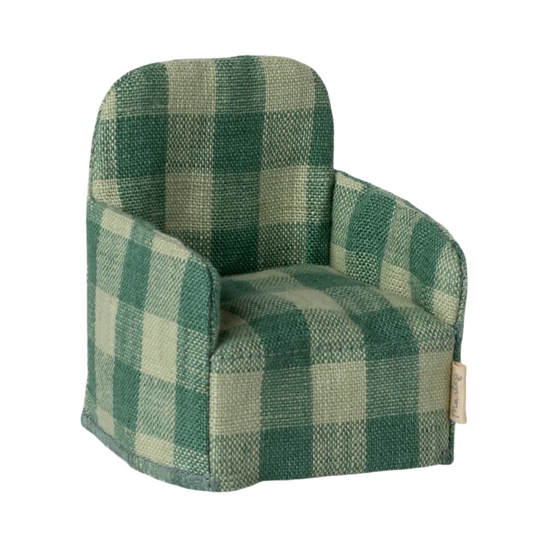 Maileg Folding Chair, Mouse – Green Check