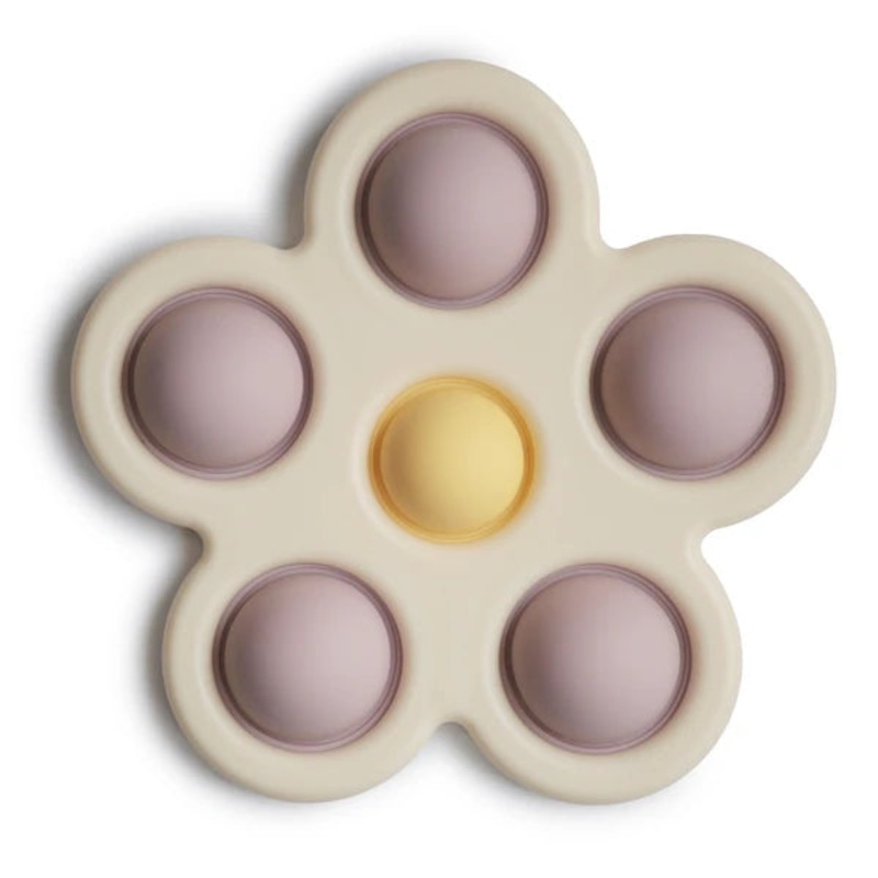 Mushie Flower Press Toy – Soft Lilac+Daffodil Ivory