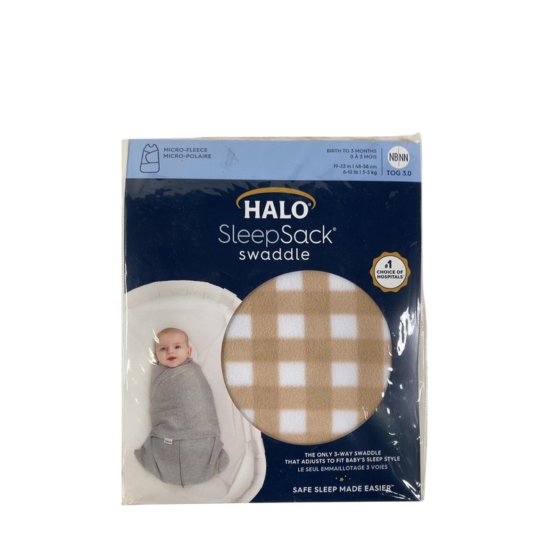 Halo SleepSack Swaddle, Newborn, Tan Gingham