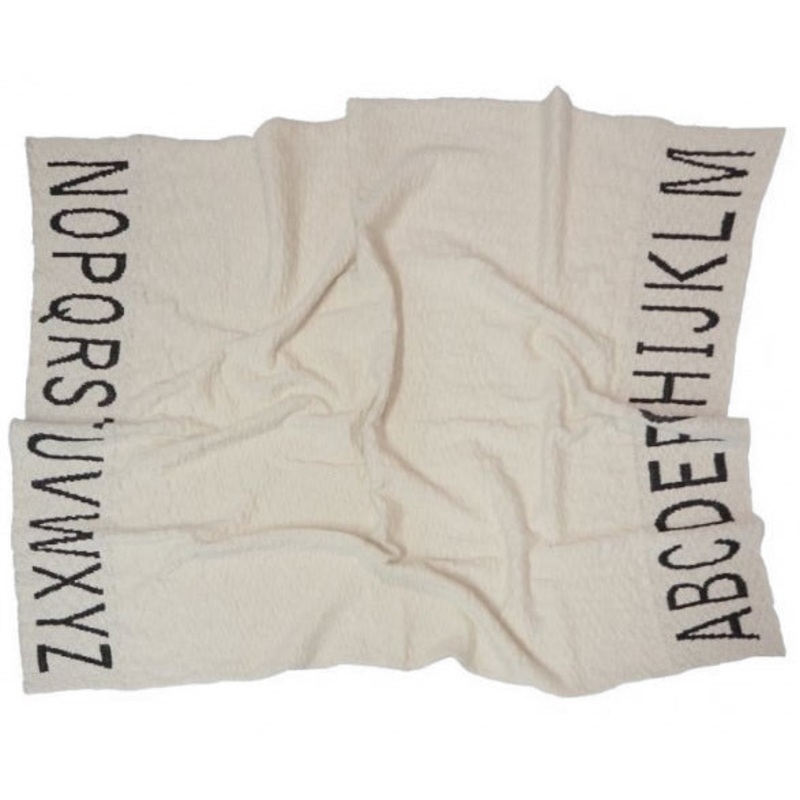 Lorena Canals ABC Knitted Baby Blanket – Natural/Black (3’3 x 4″)