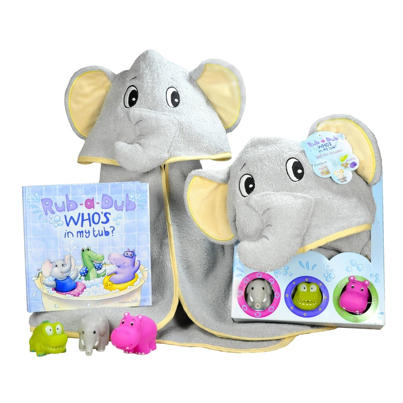 Rub A Dub Elephant Gift Set w/ Book, Towel and Squirt Toys