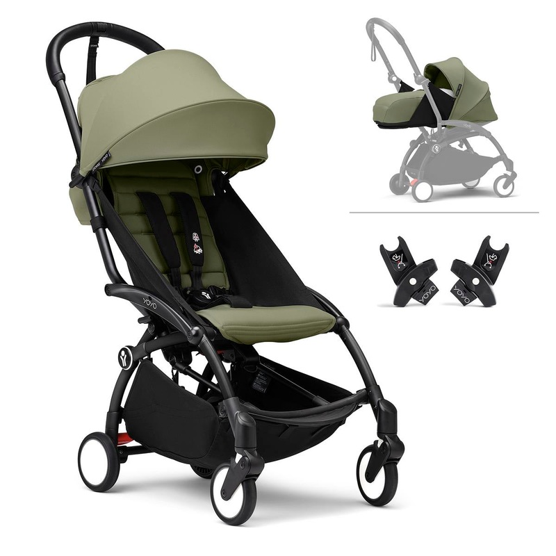 Stokke YOYO3 Ultra Compact Complete 0+/6+ Stroller + Car Seat Adapter (One Box) – Olive
