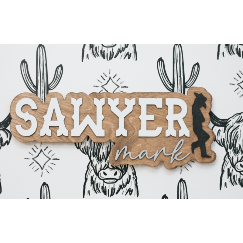 Sugar + Maple Personalized Bubble Wood Sign | Western