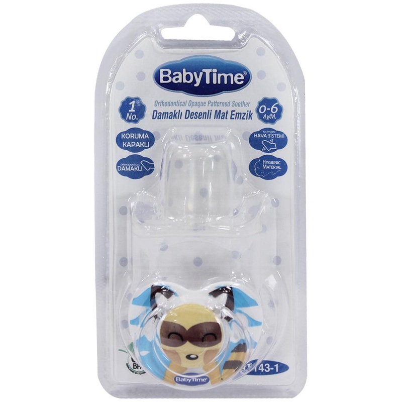Baby Time Baby Silicone Orthodontic Patterned Soother With Cap No:1