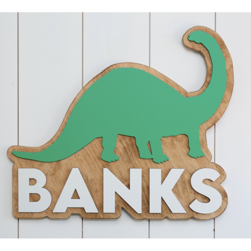 Sugar + Maple Cutout Personalized Name Sign | Dinosaur