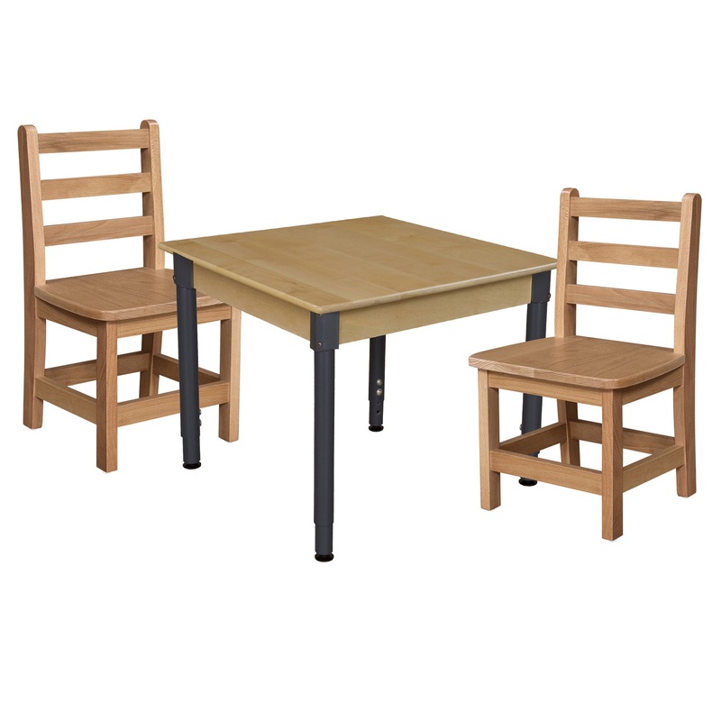 24″ x 36″ Rectangle Hardwood Adjustable-Height Table w/ Chairs (13″ Seat Height)