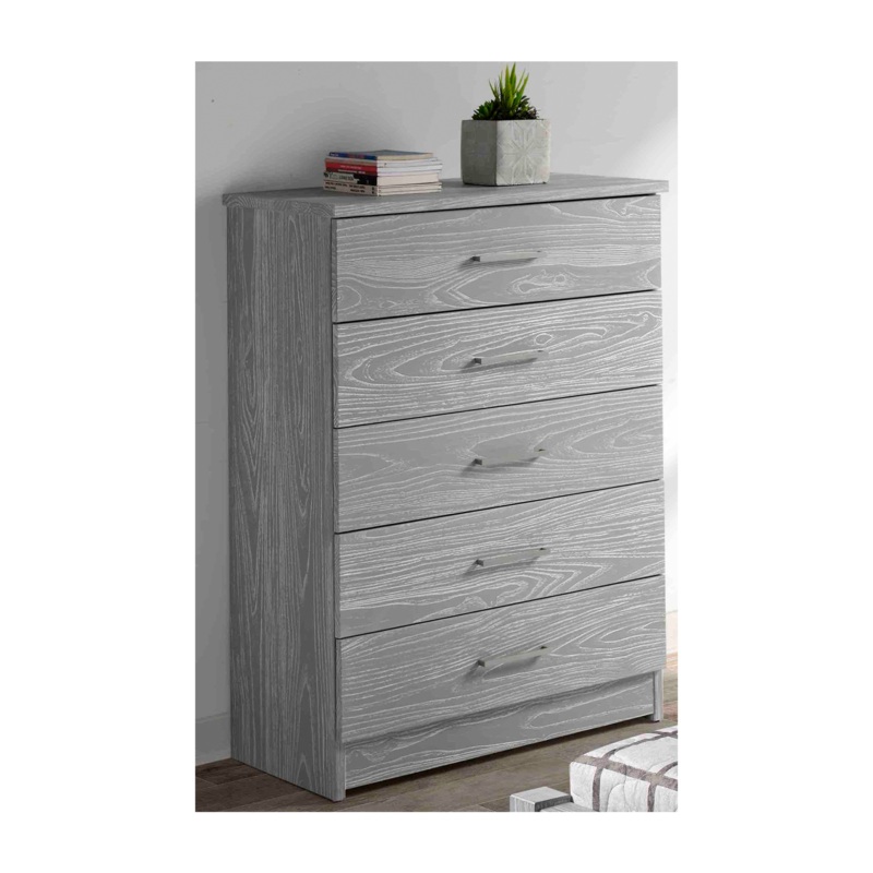 Wood Grain Embossed 5 Drawer Chest
