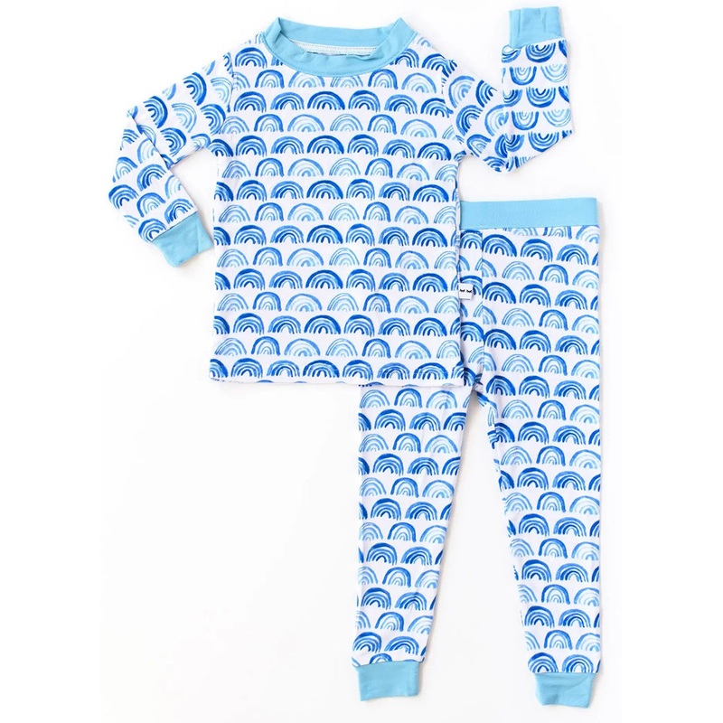 Little Sleepies Two-Piece Bamboo Viscose Pajama Set – Blue Rainbows, 5/6