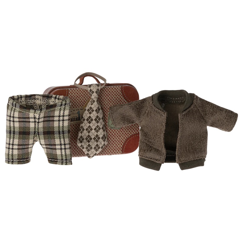 Maileg Jacket, Pants & Tie in Suitcase, Mouse – Grandpa