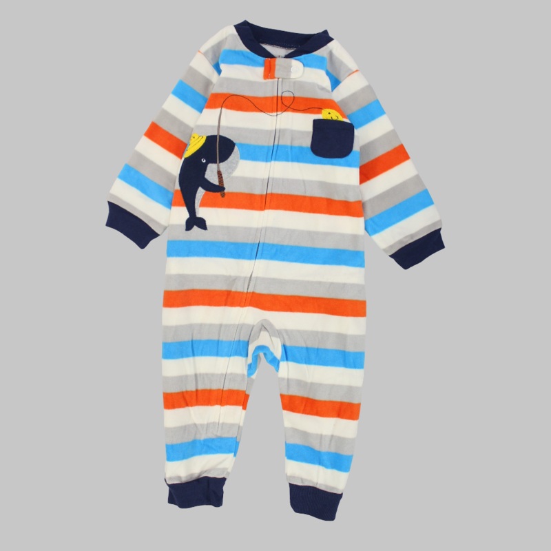Striped Long-Sleeved Footless Onesie