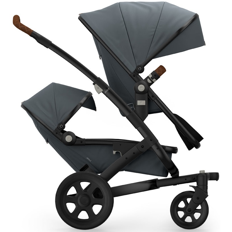Joolz Geo 2 Tailor Twin Stroller – Black/Grey/Black/Brown Double-Stitched