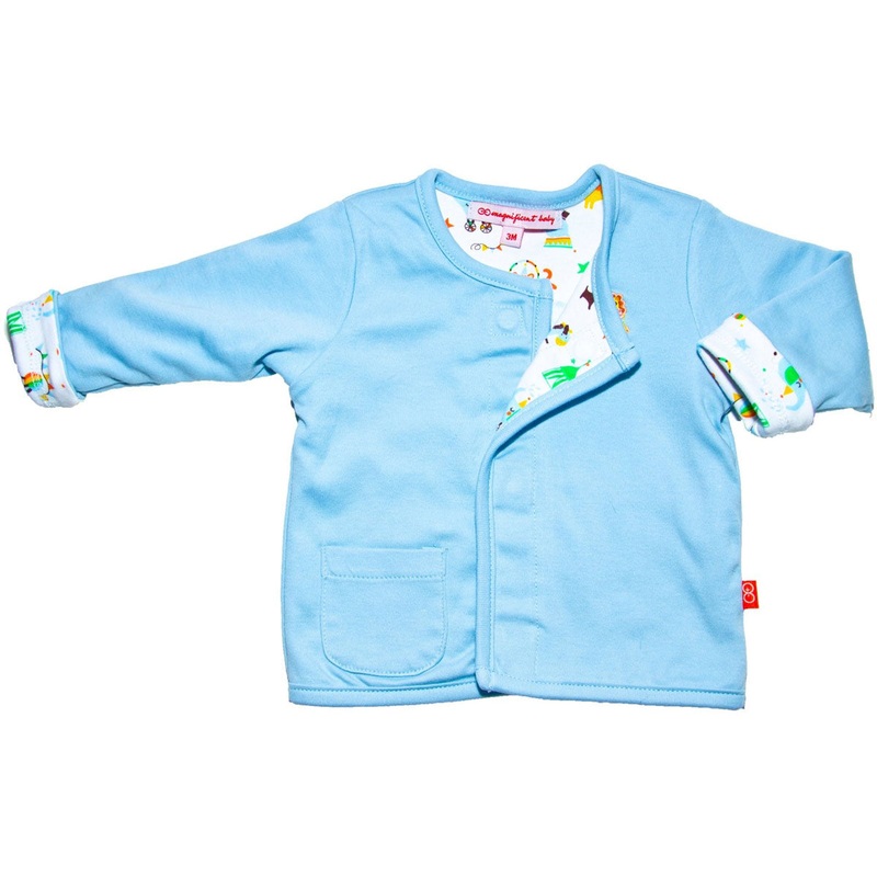 Magnificent Baby Reversible Cardigan – Boy’s Circus / Solid – 3 Months
