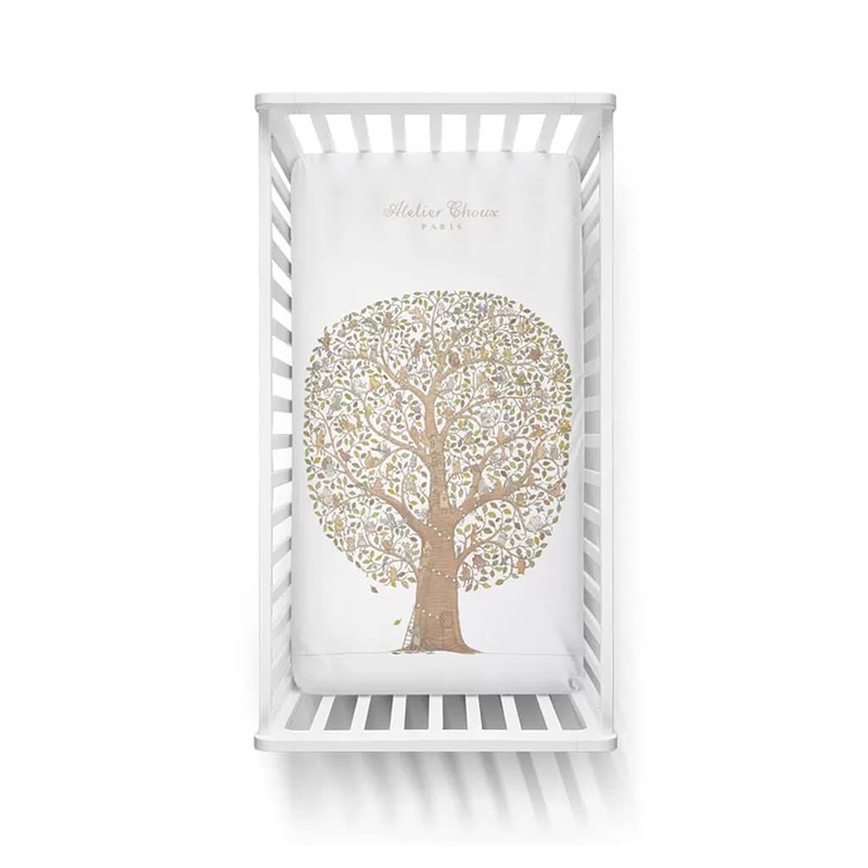 Organic Crib Fitted Sheet Friends and Family Tree