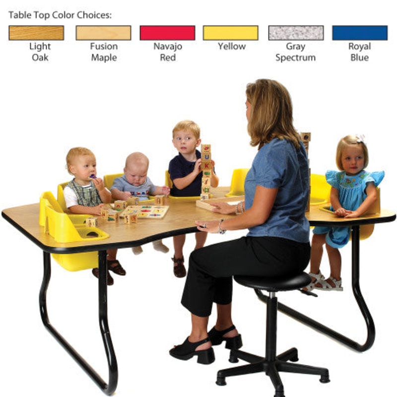 8-Seat Toddler Table, Royal Blue Table Top with Yellow Seats