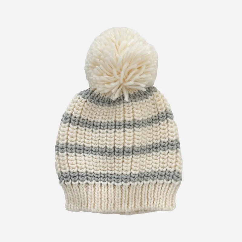 Rib Knit Stripe Hat – Bowie Grey