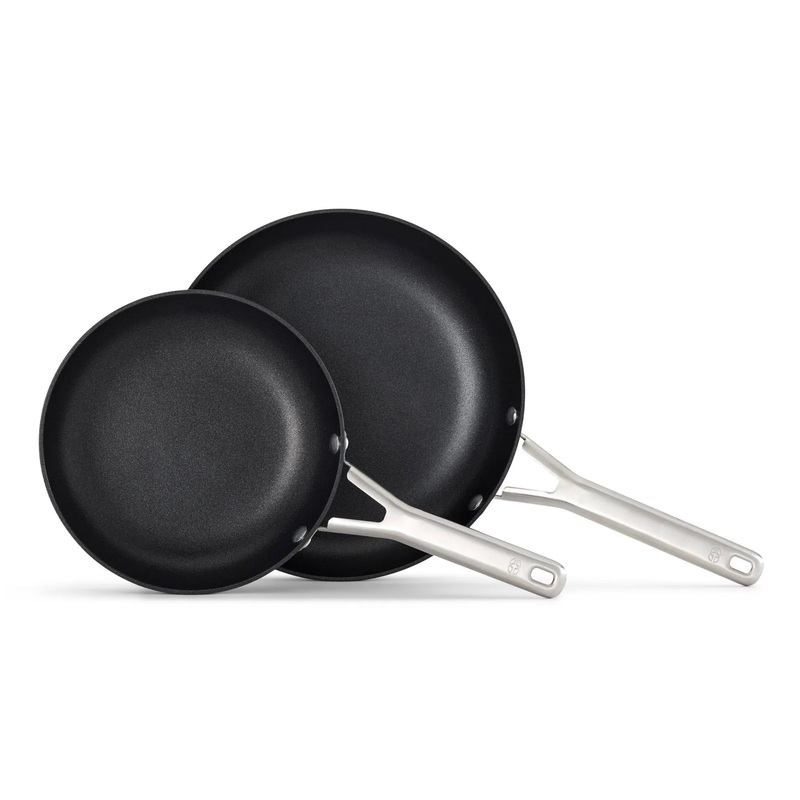 2pc 8″ and 10″ Hard Anodized Aluminum Nonstick Fry Pan Set Black: Stay-Cool Handle, Oven & Dishwasher Safe (See Description)