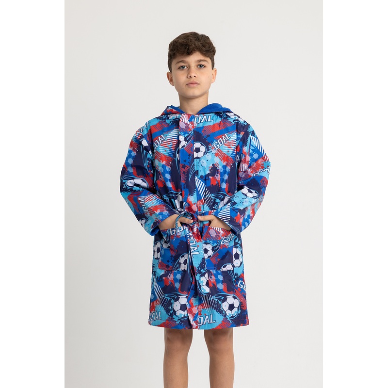 Boys Waterproof Swim Robe  “Football” Design