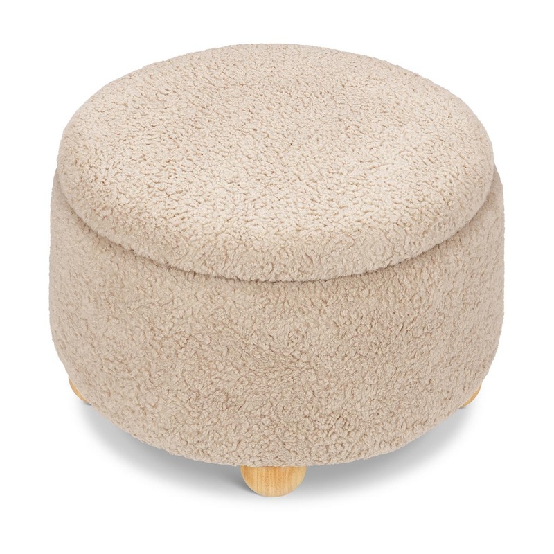 Namesake Tuffet Storage Ottoman – Chai Shearling with Honey Ball Feet